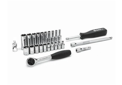 25 Pcs 1/4" Drive 6 Point Socket Set