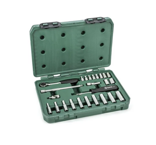 25 Pcs 1/4" Drive 6 Point Socket Set