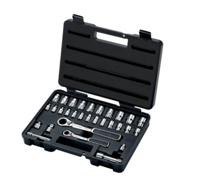 30 Pcs 1/4" and 3/8" Drive 6 Point Pass-thru Socket Set