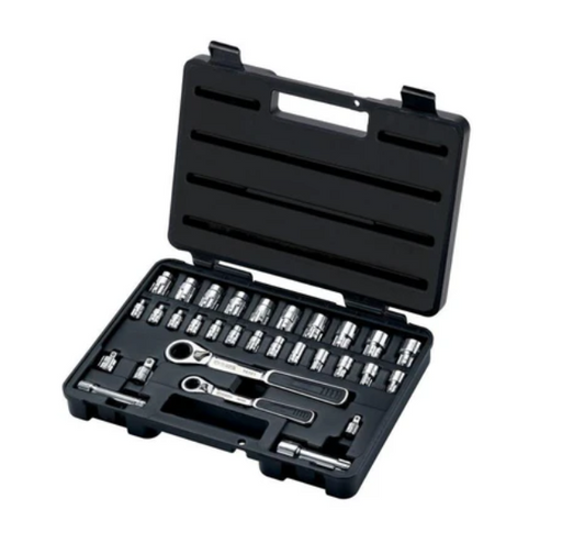30 Pcs 1/4" and 3/8" Drive 6 Point Pass-thru Socket Set