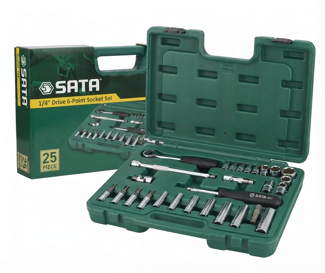 SATA 25 Pcs 1/4" Drive 6-Point Socket Set ST09098SJ