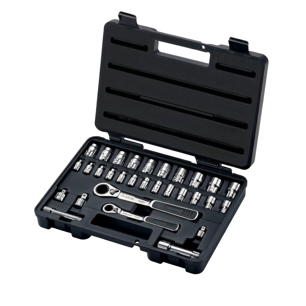 SATA 30 Pcs 1/4" and 3/8" Drive 6 Point Pass-thru Socket Set