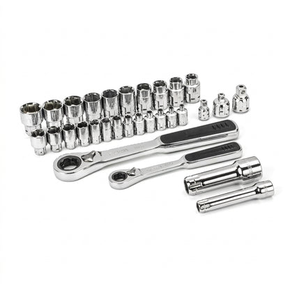 SATA 30 Pcs 1/4" and 3/8" Drive 6 Point Pass-thru Socket Set